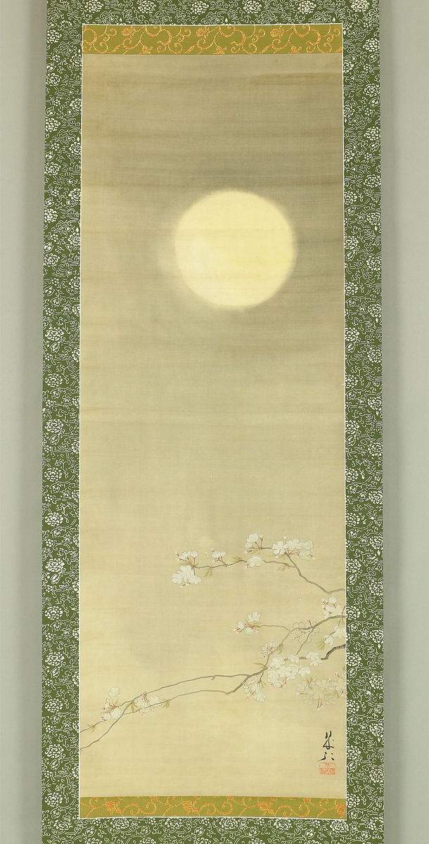 翠紅 Suiko Japanese art kakejiku kakemono wall hanging scrolls / Moonlit ...