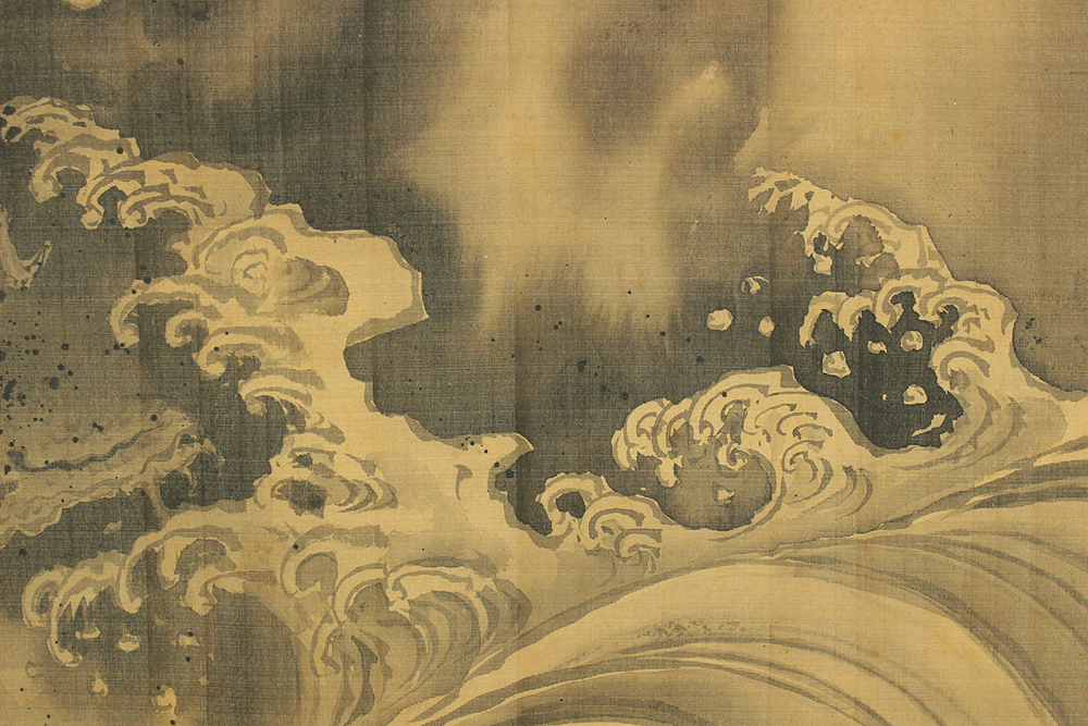 「孔子図」狩野随川／狩野常信の息子 掛軸 絹本：謹書銘有り 狩野常信 Kano Tsunenobu (1636-1713) Japanese antique art