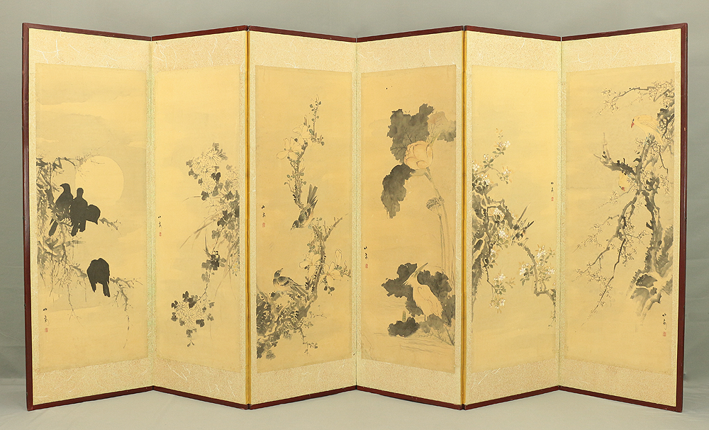竹菊 Chikugiku Japanese Byobu Room divider 6 panels Folding 